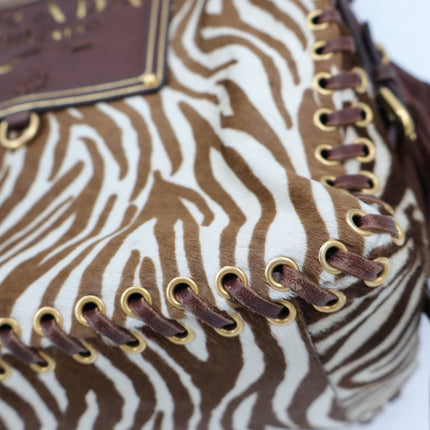 PRADA Spectrum Zebra Print Crossbody Bag Dyed Calf Fur Convertible Luxury Purse