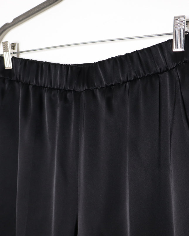 ESCADA High Waist Satin Pull On Trousers Taper Leg Ankle Black Women's 38 US 8