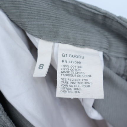 G1 Goods Straight Leg Corduroy Pants Dark Sage Green High Rise Women's 8