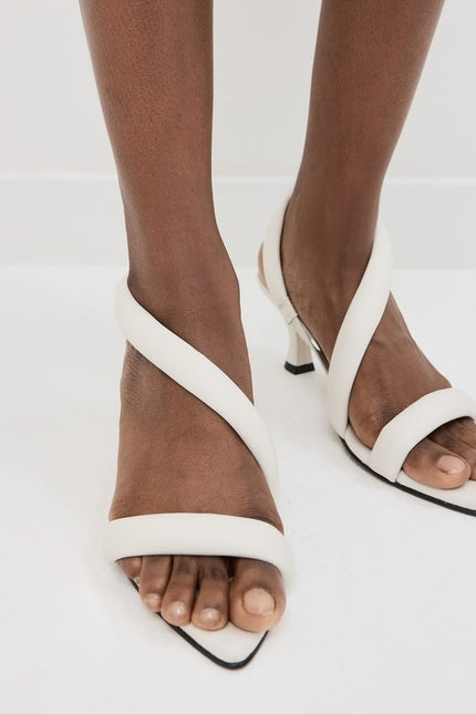 ALTA Ophelia Heeled Sandals White Cowhide Leather Pointed Toe Women's 8