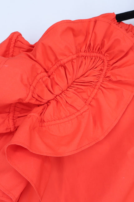 ULLA JOHNSON Elora Popover Blouse Coral Poplin Ruffle Sleeve Women's 2
