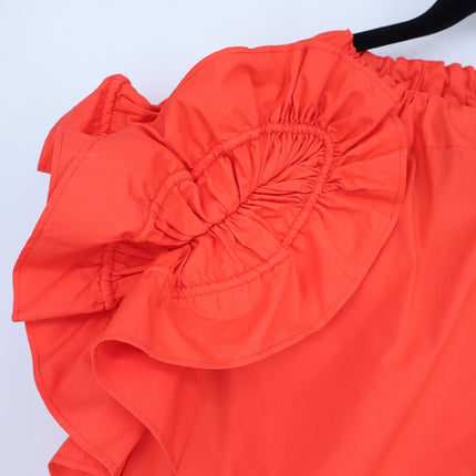 ULLA JOHNSON Elora Popover Blouse Coral Poplin Ruffle Sleeve Women's 2