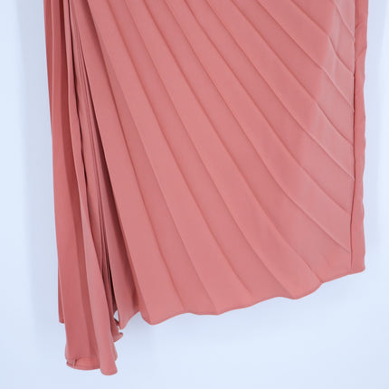BANANA REPUBLIC One Shoulder Pleated Midi Dress Pink Amaretti NWT Women's 8