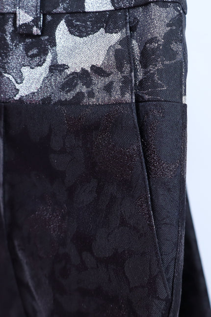 VERA WANG Brocade Silk Dress Pants Floral Black and Silver Women's 0