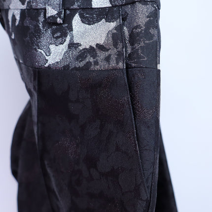 VERA WANG Brocade Silk Dress Pants Floral Black and Silver Women's 0
