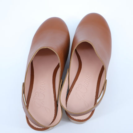 J. Crew Convertible Leather Clogs Brown Studded Wood Sole Slingback Women's 9