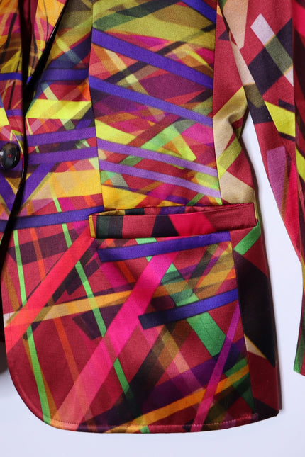 ESCADA Bozena Blazer Fantasy Multicolor Geometric Single Button Women's 40/US10