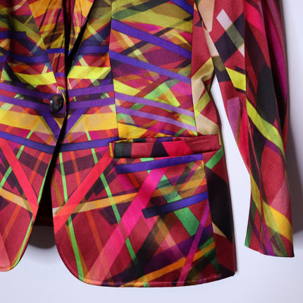ESCADA Bozena Blazer Fantasy Multicolor Geometric Single Button Women's 40/US10