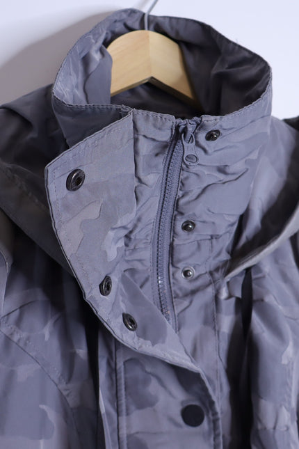 BLANC NOIR Hooded Water Resistance Anorak Jacket Gray Camo Women's M