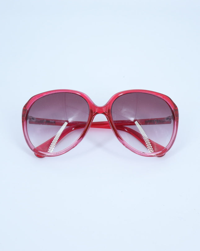 Dolce & Gabbana Oversized Round Eye Sunglasses Red Translucent Women's