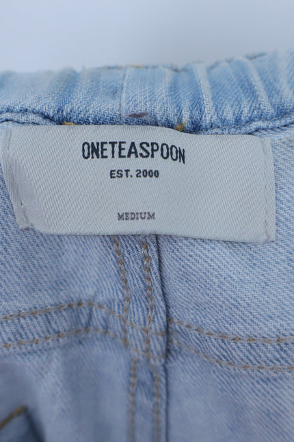 ONE TEASPOON Shabbies Drawstring Jean Blue Hustler Distressed Boyfriend Womens M