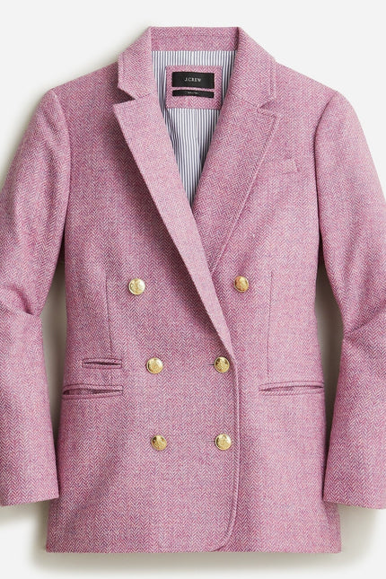 J. CREW Bristol Herringbone Wool Blazer Lilac Double Breasted Women's 00