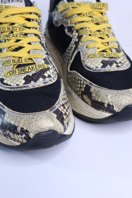 GOLDEN GOOSE Running Sole Sneaker Natural Snake Print and White Star Women's 40