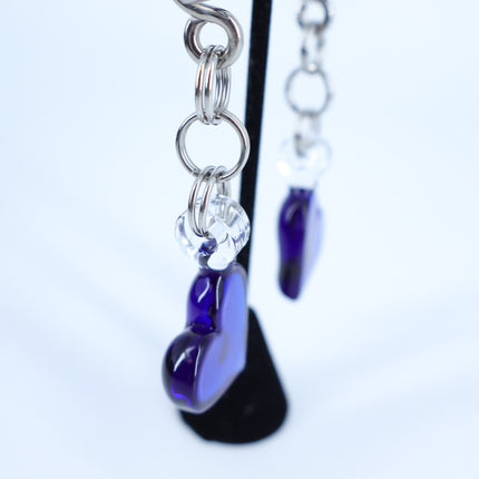 GLASSWEAR STUDIOS Handmade Cobalt Blue Heart Weights 10g/2.5mm Hangers
