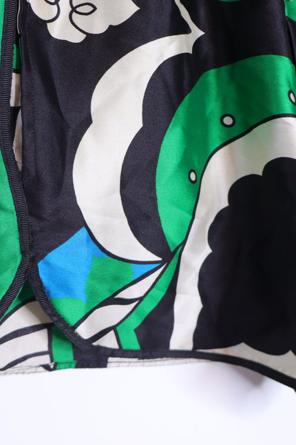 ZARA NWT Printed High Waisted Bermuda Shorts Green Black Pull On Women's S