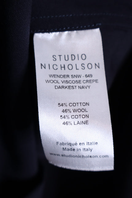 STUDIO NICHOLSON Volume Sleeve Shirt Navy Blue Popover Blouse Women's 3/US 10