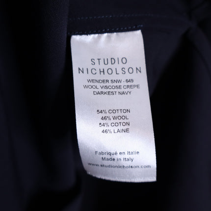 STUDIO NICHOLSON Volume Sleeve Shirt Navy Blue Popover Blouse Women's 3/US 10