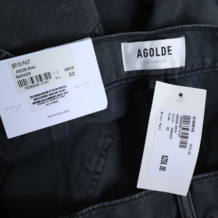AGOLDE Brynn Cargo Pant NWT Marker Black Wide Leg Cotton Twill Women's 32