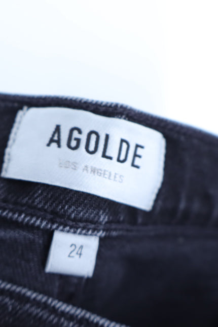 AGOLDE Harper Wide Leg Jeans Radius Black Mid Rise Zip Fly Women's 24