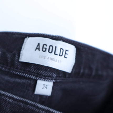 AGOLDE Harper Wide Leg Jeans Radius Black Mid Rise Zip Fly Women's 24