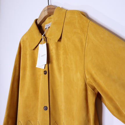LAFAYETTE 148 Clyde Laser Cut Suede Jacket NWT Spiced Honey Yellow Women's XL