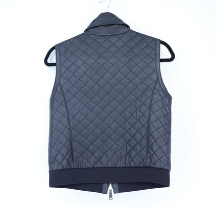 Worth New York Quilted Faux Leather Vest Black Full Zip Collared Women's XSP