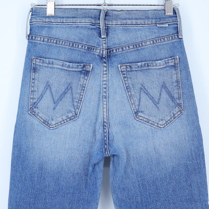 Mother Pixie Dazzler Ankle Fray Jeans Blue Popism Mid Rise Button Fly Women's 24