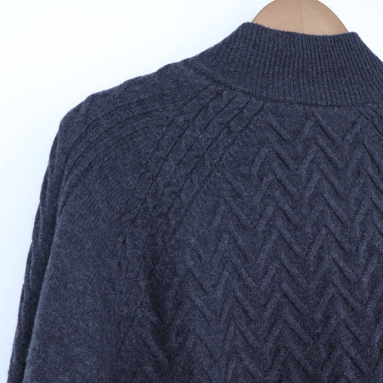 Vince Wool Cable Full Zip Sweater Dark Gray Textured Long Sleeve Men's XL