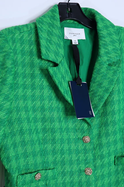 POMANDER PLACE NWT Tweed Stacie Dress Emerald Green Long Sleeve Women's M