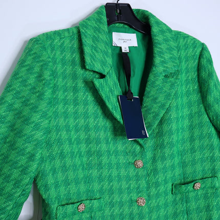 POMANDER PLACE Tweed Stacie Dress NWT Emerald Green Long Sleeve Women's M