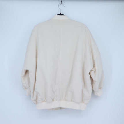 By Anthropologie Oversized Bomber Jacket Off White Zip Up Lightweight Women's XS