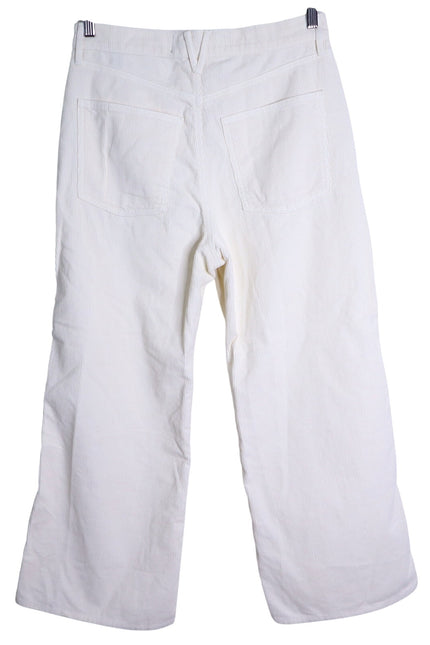 VERONICA BEARD Taylor Wide Leg Crop Pants Ecru Corduroy High Rise Women's 30