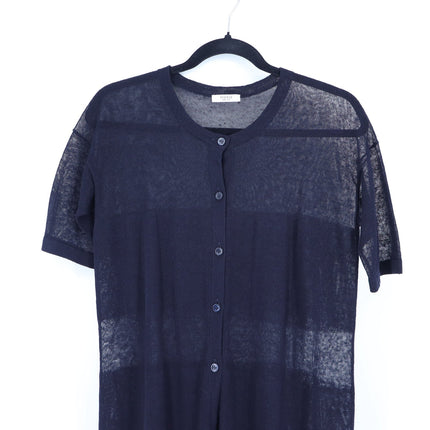 Peserico Open Knit Longline Cardigan Black Short Sleeve Women's 42/US 10