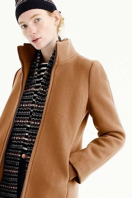J. CREW Lodge Coat Italian Stadium Wool Jacket Heather Acorn Quilted Women's 0