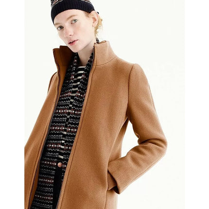 J. CREW Lodge Coat Italian Stadium Wool Jacket Heather Acorn Quilted Women's 0
