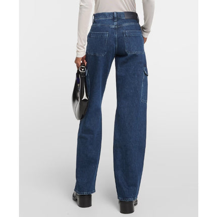 7 FOR ALL MANKIND Tess Cargo Jeans Blue Mid Rise Straight Dark Wash Women's 26