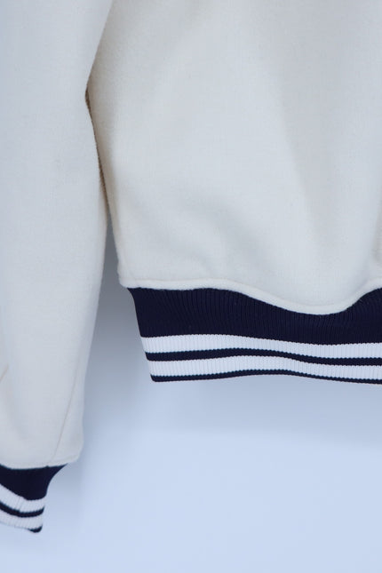 SERGIO TACCHINI Marisa Varsity Jacket Gardenia White Navy Wool Blend Women's S