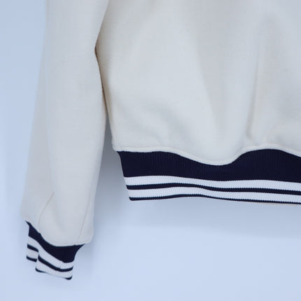 SERGIO TACCHINI Marisa Varsity Jacket Gardenia White Navy Wool Blend Women's S