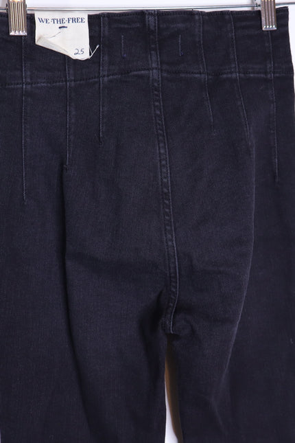 WE THE FREE NWT Jayde High Rise Jeans Flare Leg Onyx Black Zip Fly Women's 25