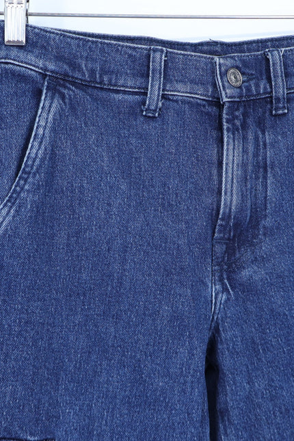 7 FOR ALL MANKIND Tess Cargo Jeans Blue Mid Rise Straight Dark Wash Women's 26