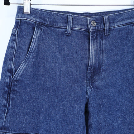 7 FOR ALL MANKIND Tess Cargo Jeans Blue Mid Rise Straight Dark Wash Women's 26