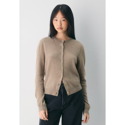 Aritzia Bare 100% Cashmere Noteworthy Cardigan Heathered Nomad Taupe Women's XS
