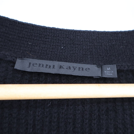 JENNI KAYNE 100% Cashmere Cocoon Cardigan Black Long Sleeve Women's M