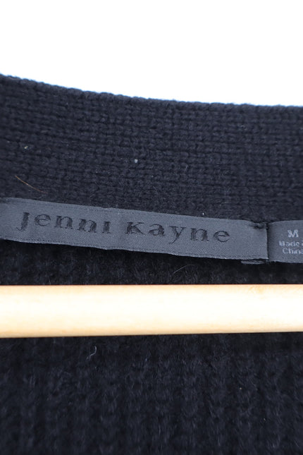 JENNI KAYNE 100% Cashmere Cocoon Cardigan Black Long Sleeve Women's M