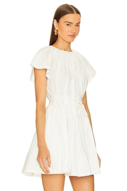 ULLA JOHNSON NWT Jessa Mini Dress Pristine White Pleated Cotton Poplin Women's 2