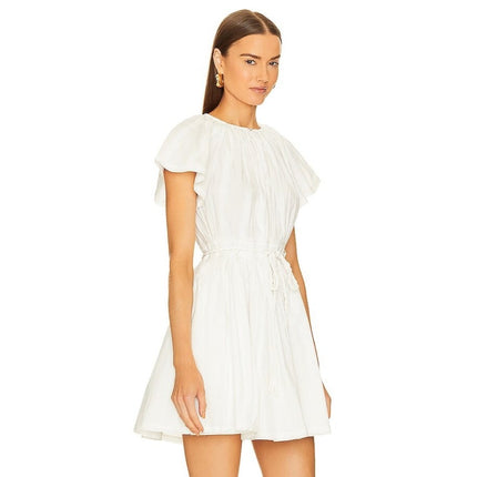 ULLA JOHNSON Jessa Mini Dress NWT Pristine White Pleated Cotton Poplin Women's 2