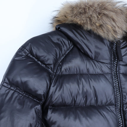 SAM. Blake Down Puffer Coat Black Raccoon Trim Quilted Jacket Women's M