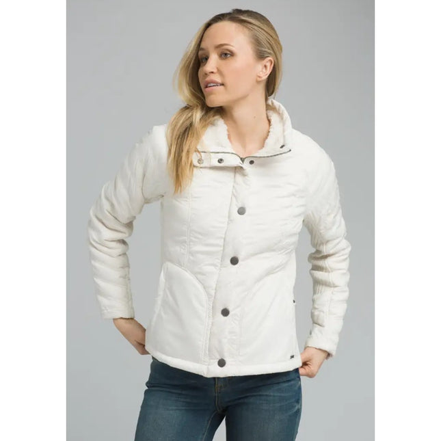 Prana Diva Jacket Bone White NWT Quilted Faux Fur Long Sleeve Women's S