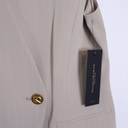 DONNA KARAN NWT Pinstripe Double Breasted Vest Cobblestone Cream Women's 10P