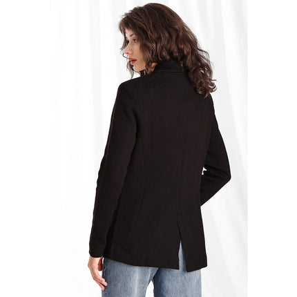 MINNIE ROSE Cotton Blend Boyfriend Blazer Black One Button Unlined Women's S